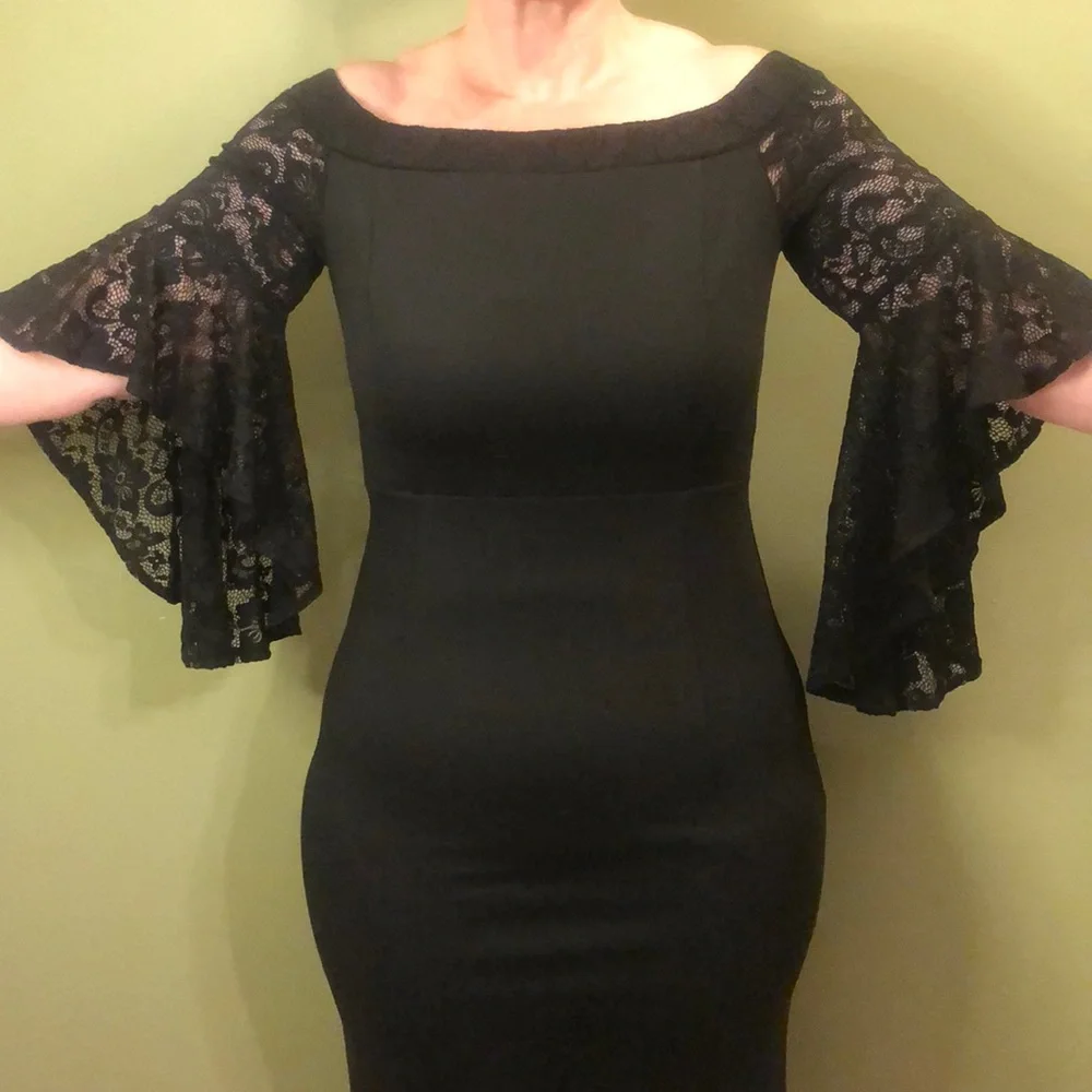 Vfshow Off Shoulder Bell Sleeve Formal Evening Wedding Party Maxi Dress Large - Picture 2 of 7